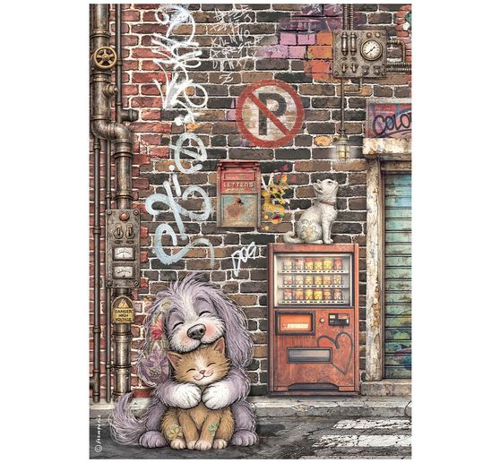 Motiv r&yacute;žov&yacute; pap&iacute;r sada Stamperia "Furry Friends 2", DIN A4, 6 kusů