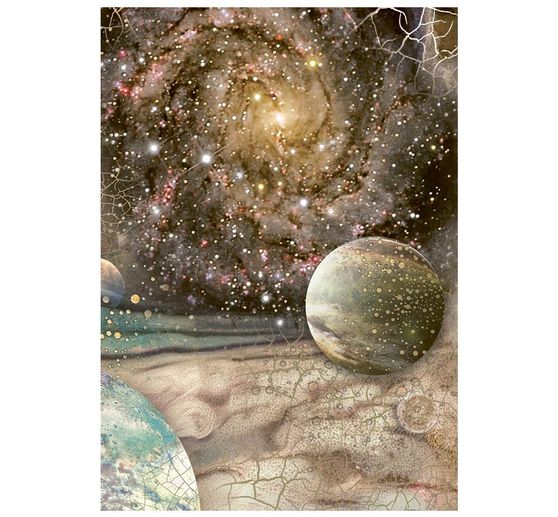 Motiv r&yacute;žov&yacute; pap&iacute;r backgrounds Stamperia "Cosmos", DIN A6, sada 8 kusů