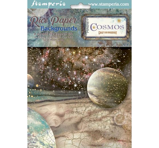 Motiv r&yacute;žov&yacute; pap&iacute;r backgrounds Stamperia "Cosmos", DIN A6, sada 8 kusů