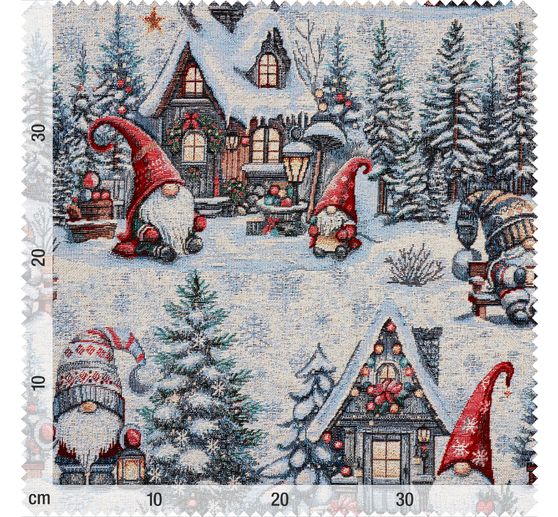 Tapestry fabric with lurex "Snowy Gnomes"