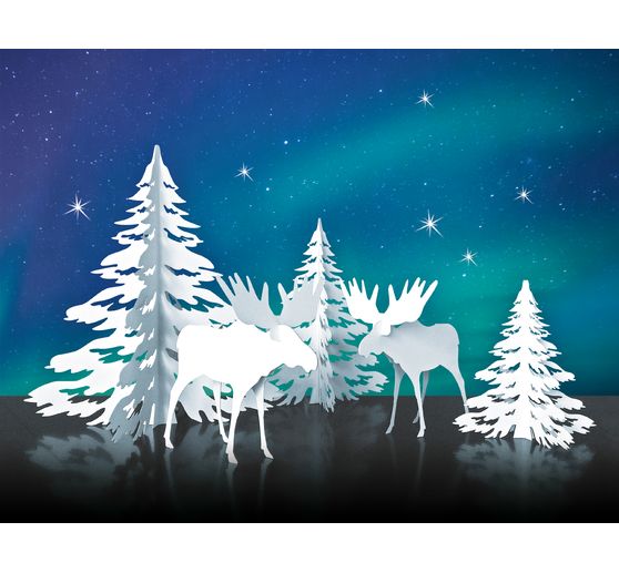 Zimní papírová scenérie "Moose"
