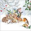Napkin "Animal feeding in winter forest"