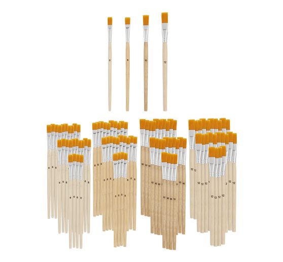 VBS Ploché štětce ze syntetických vlasů "Assorted", 100 kusů