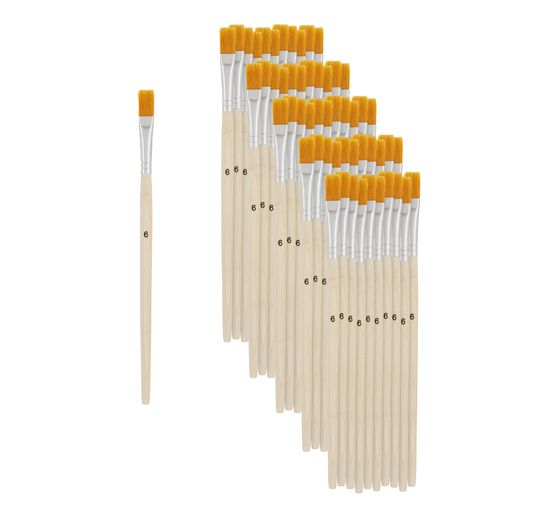 VBS Plochý štětec ze syntetických vlasů "velikost 6", 50 kusů