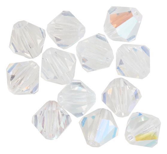 Glass cut glitter beads, 6 mm