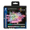 STAEDTLER Pigment brush pen, set of 12 Pastel Colours