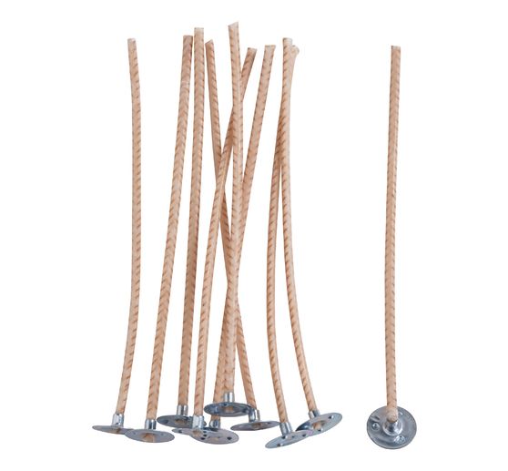 VBS Candle wick with metal base, waxed, 10 cm