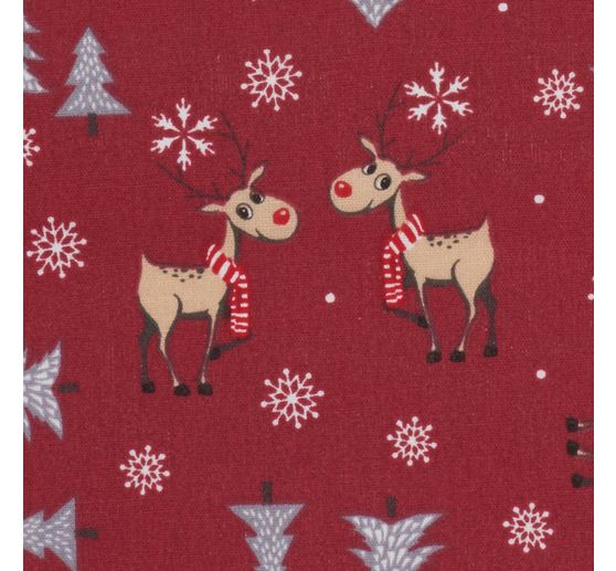 Cotton fabric "Red Nose Reindeer"