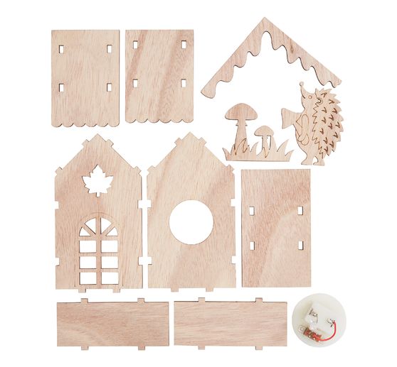 VBS Wooden building kit "Autumn house", incl. LEDs