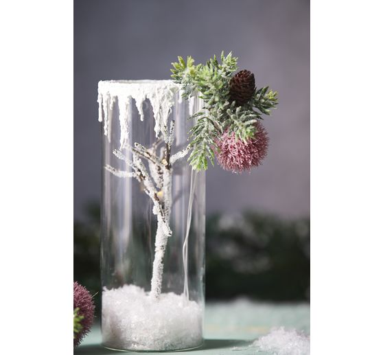 Pompon twig, snow-covered