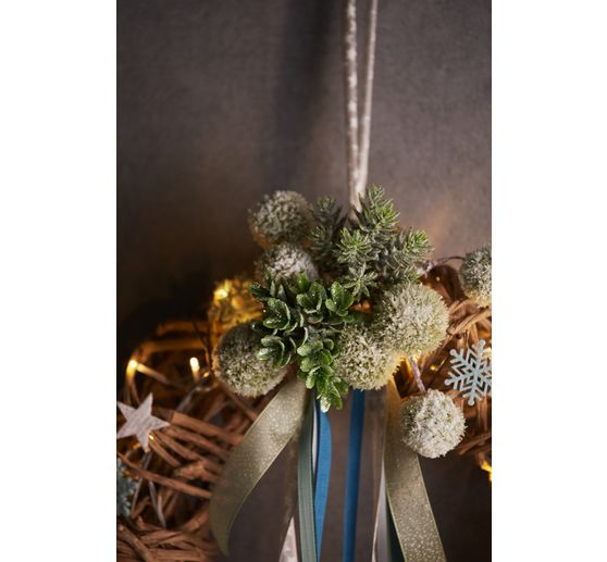 Pompon twig, snow-covered