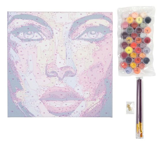 Painting by numbers on stretched canvas, 30 x 30 cm