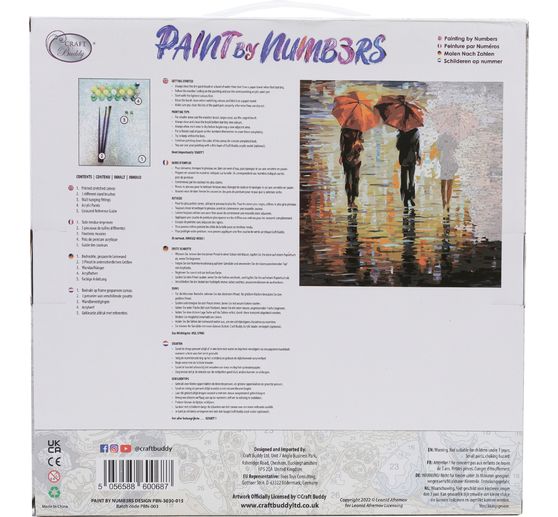 Painting by numbers on stretched canvas, 30 x 30 cm