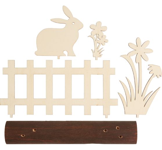 VBS Wooden building kit on tree trunk