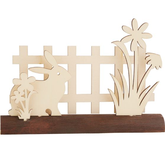 VBS Wooden building kit on tree trunk