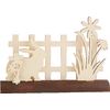 VBS Wooden building kit on tree trunk Bunny on the garden fence