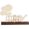 VBS Wooden building kit on tree trunk Bird on the garden fence