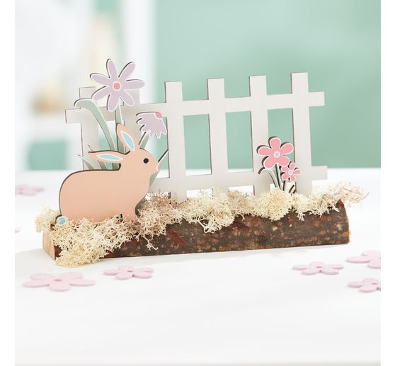 VBS Wooden building kit on tree trunk