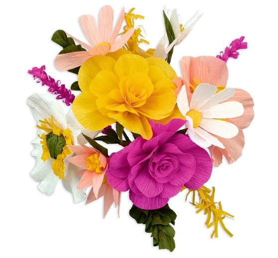 Crêpe paper flower set