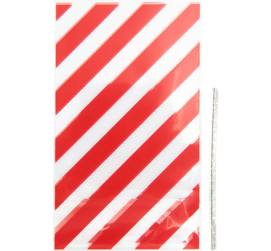 Bottom gusset bag "Red stripes" with sealing strip