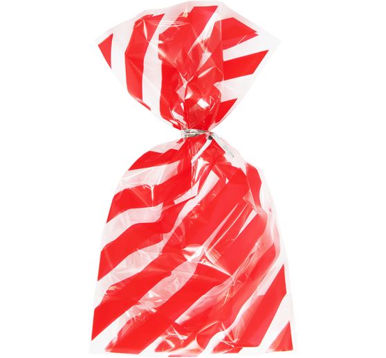 Bottom gusset bag "Red stripes" with sealing strip