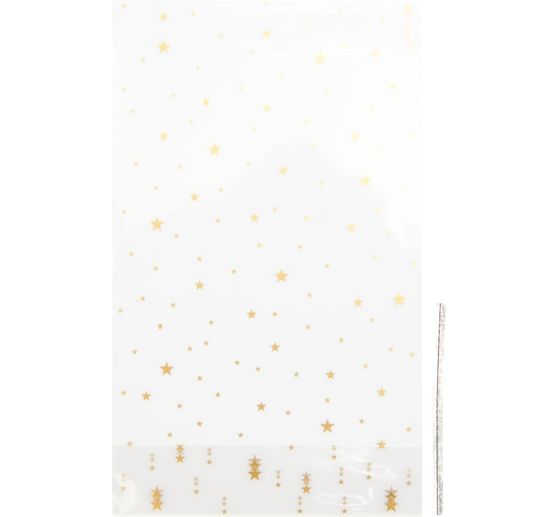 Bottom gusset bag "Golden stars" with sealing strip