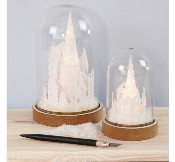 Plastic bell on base, illuminated