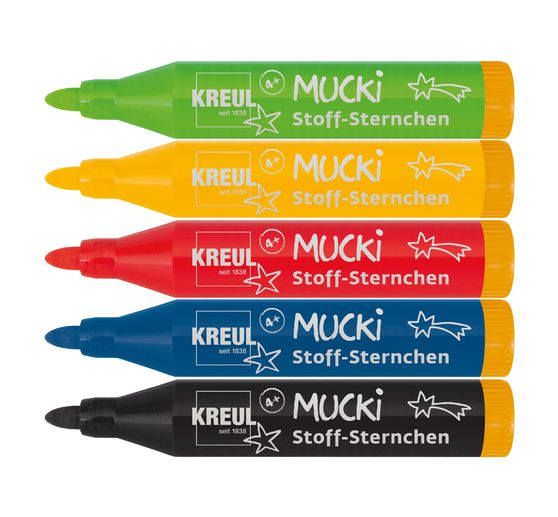 Mucki fabric starlet Fabric painting pen, set of 5