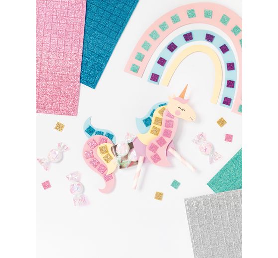 Foam rubber mosaic, self-adhesive
