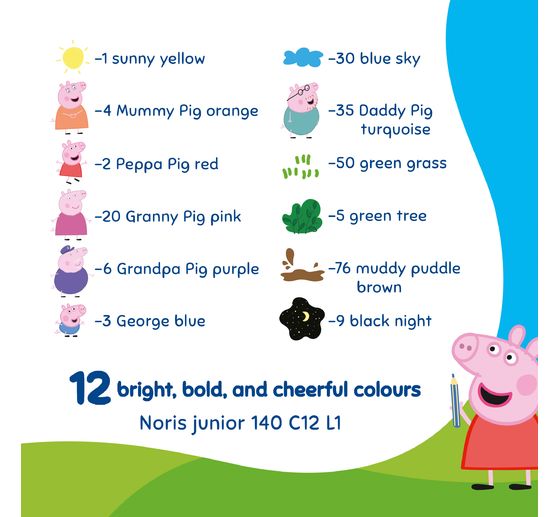 Noris junior Children&rsquo;s coloured pencils "Peppa Pig", + 1 sharpener