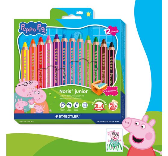 Noris junior Children&rsquo;s coloured pencils "Peppa Pig", + 1 sharpener