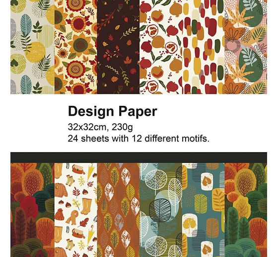 Blok designov&yacute;ch pap&iacute;rů, 32 x 32 cm, 24 listů