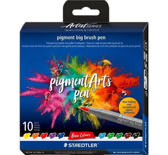 Pigment big brush pen STAEDTLER "Pigment Arts", 10 barev