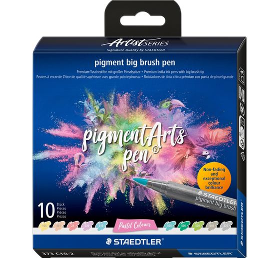 Pigment big brush pen STAEDTLER "Pigment Arts", 10 barev