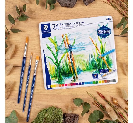 Akvarelov&eacute; pastelky STAEDTLER "Design Journey" v kovov&eacute;m pouzdře