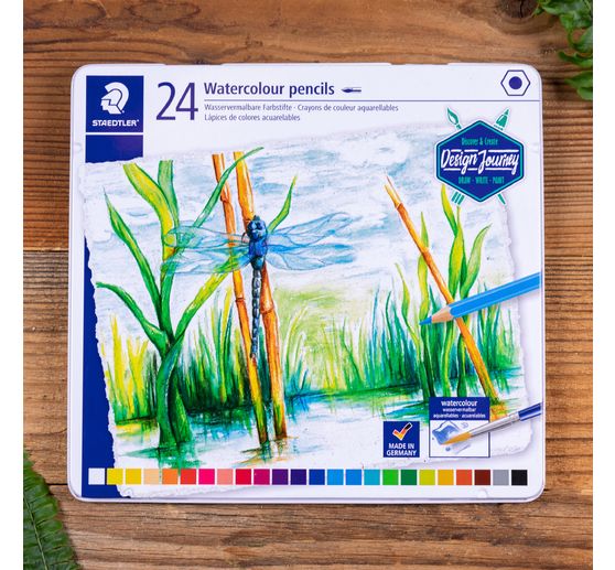 Akvarelov&eacute; pastelky STAEDTLER "Design Journey" v kovov&eacute;m pouzdře
