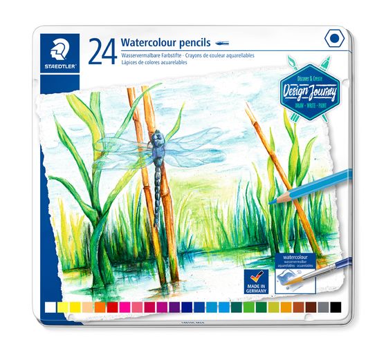 Akvarelov&eacute; pastelky STAEDTLER "Design Journey" v kovov&eacute;m pouzdře