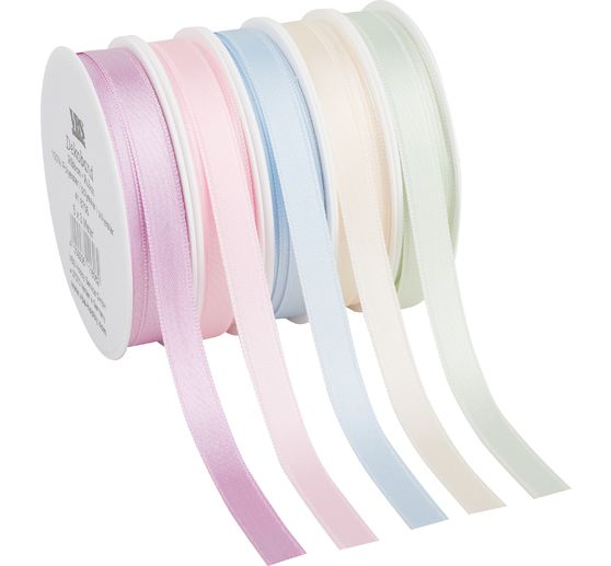 Satin ribbon "Pastel 10 mm", set of 5 pieces of 3 m