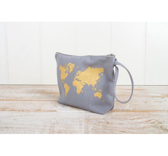 Cosmetic bag with zipper, 22 x 17 cm, Grey