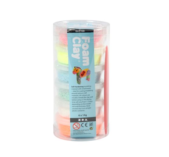 Foam Clay "Glitter", assorted, 6 x 14 g