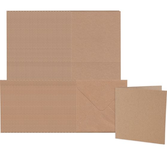 Double cards with envelopes "Kraft paper", 12.5 x 12.5 cm, 50 pieces