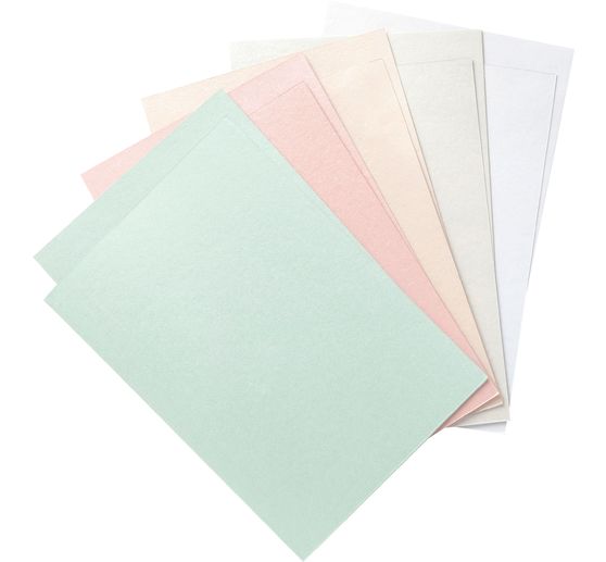 Nacre-Double "Pastel"Cards, 5 pieces