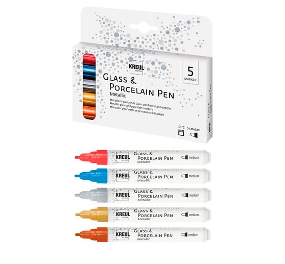 KREUL PorcelainPen metallic 160 °C, sada 5 kusů