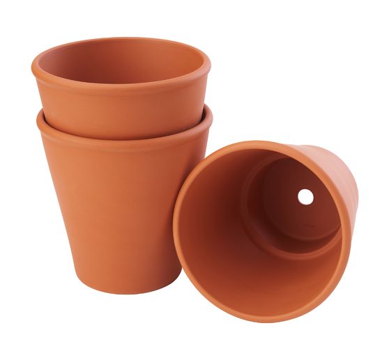 Terracotta-rose pots, 3 pcs