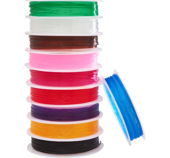 Elastické šňůry VBS "Magic Stretch", barevná směs, 0,8 mm, 10 rolí po 5 m.