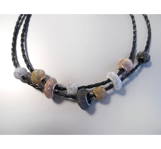 Net bead, large hole bead, approx. 14 x 11 mm