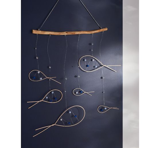 VBS Rattan cane natural, blue tape, Ø 1.5 mm