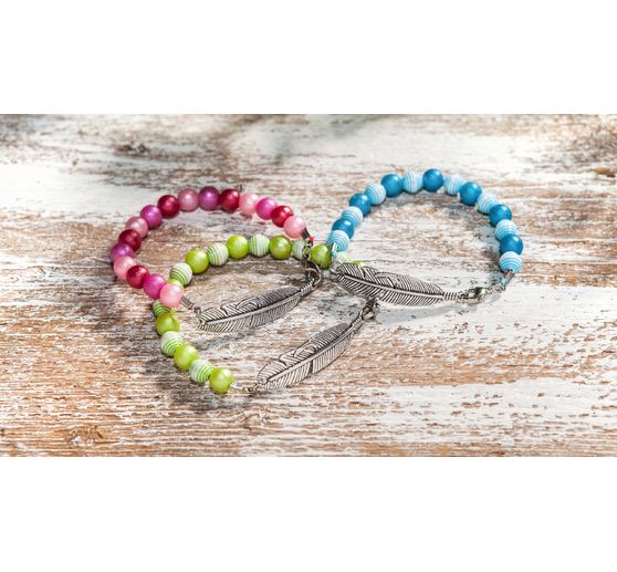 Decoration pendant with double eyelet "Feathers", 3 pieces