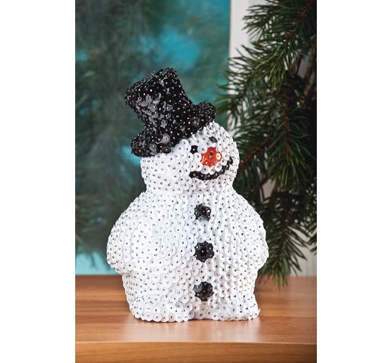 Sněhulák s čepicí z polystyrenové formy, 17 cm