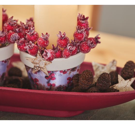 VBS Decorative berries with wire "Frosted", 200 pieces